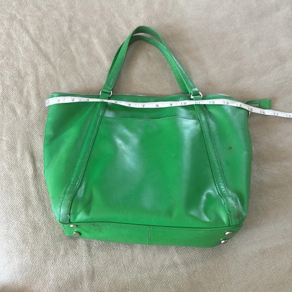 Hobo green zippered leather purse tote bag - Picture 11 of 14